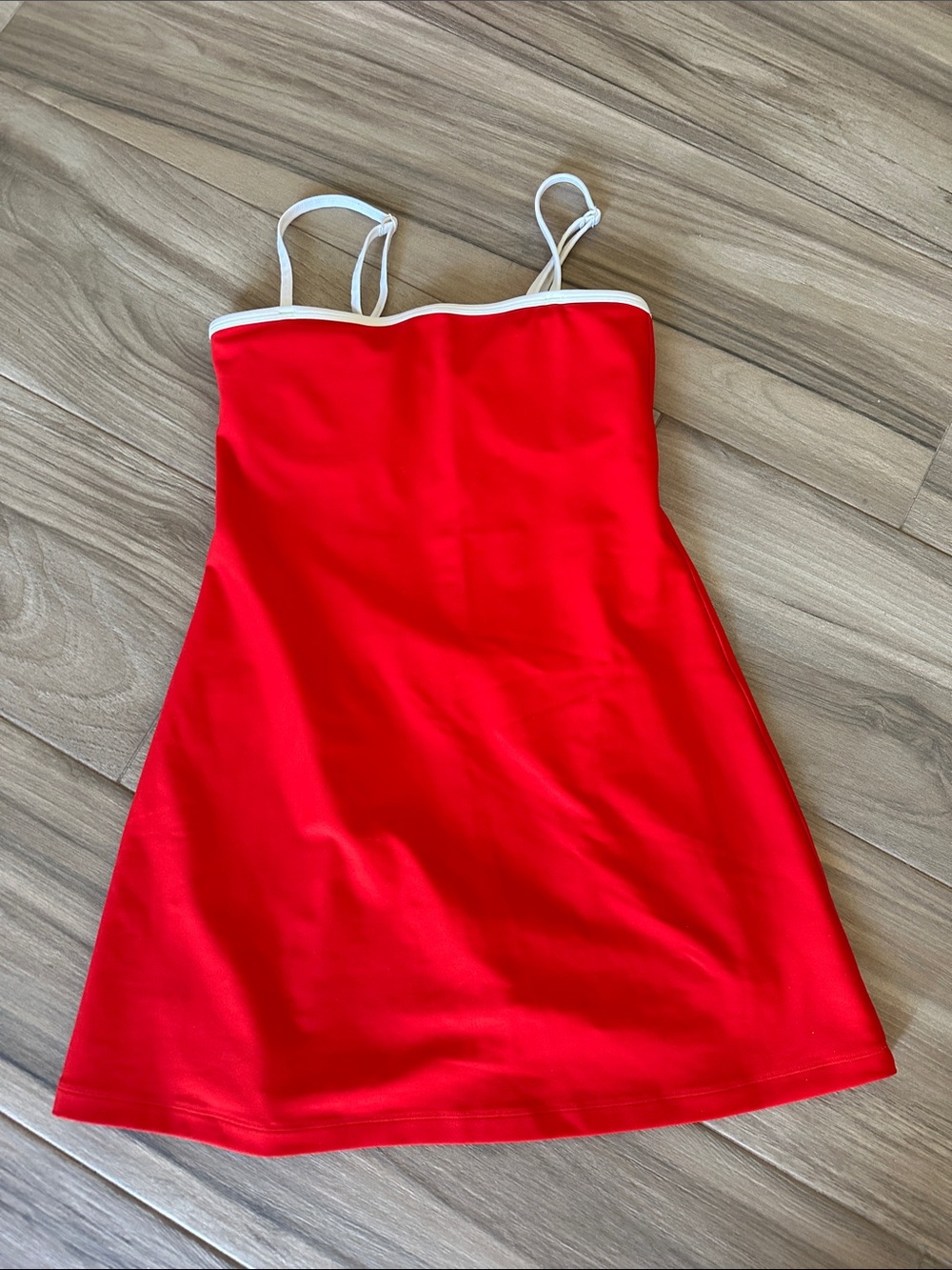 Red Mini Dress with White Trim